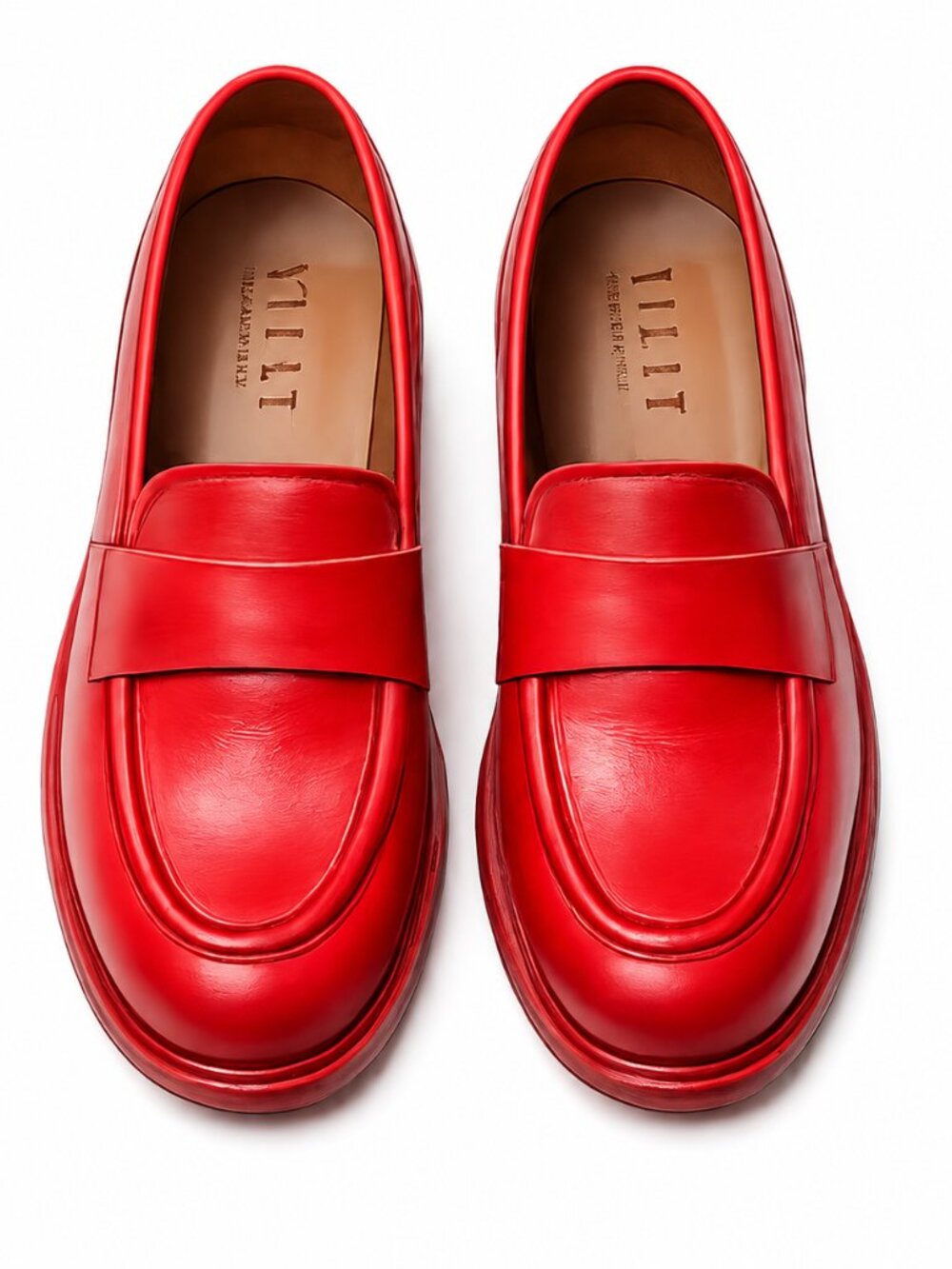Red Leather Penny Loafers Made in Italy EU 36 LIKE NEW